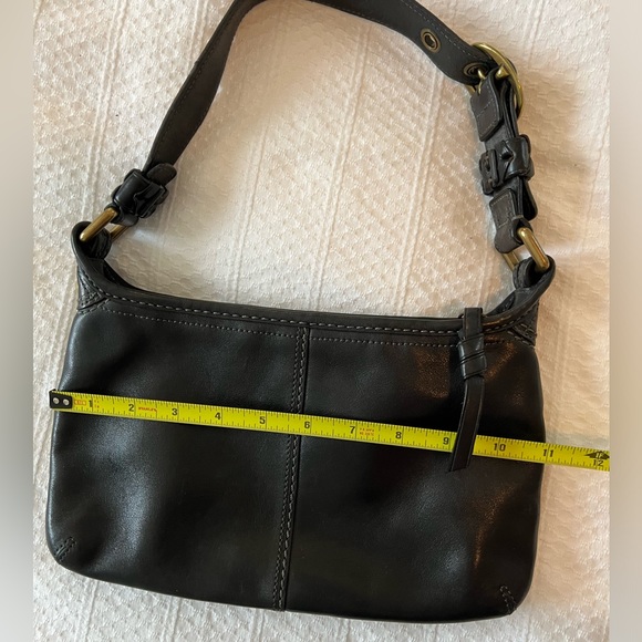 COACH Bleecker 11415 Smooth Black Leather Shoulder Bag Tattersall Lining - Picture 13 of 13